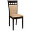 Chaises d'appoint Cappuccino (de 2), revêtement beige, chaises 2 pièces de style salle à manger, finition cappuccino, pièce chic