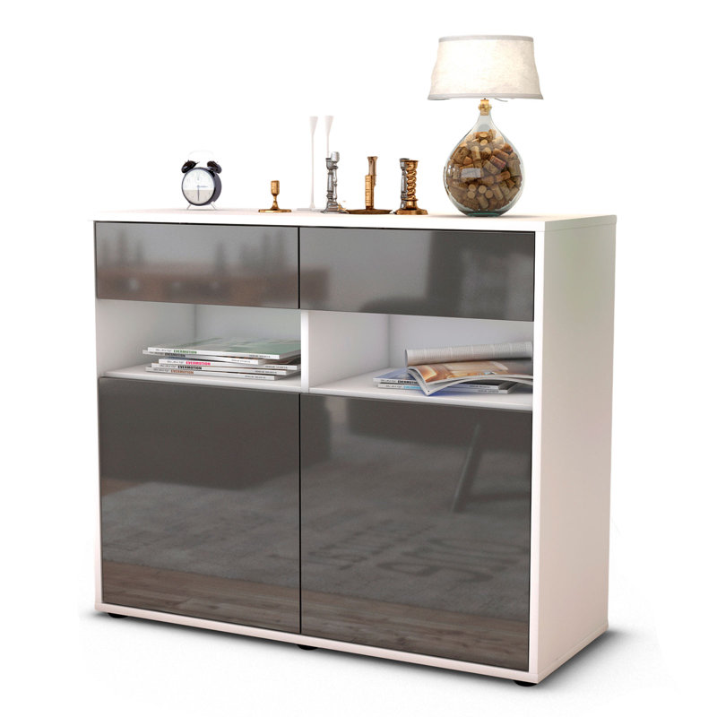 Portola 92cm Sideboard, White/High gloss grey