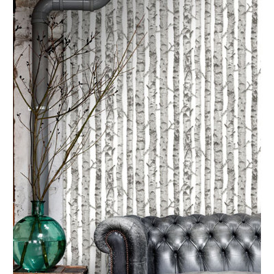 Rouleau de papier peint bouleau L 33 pi x l 20,5 po Kaori