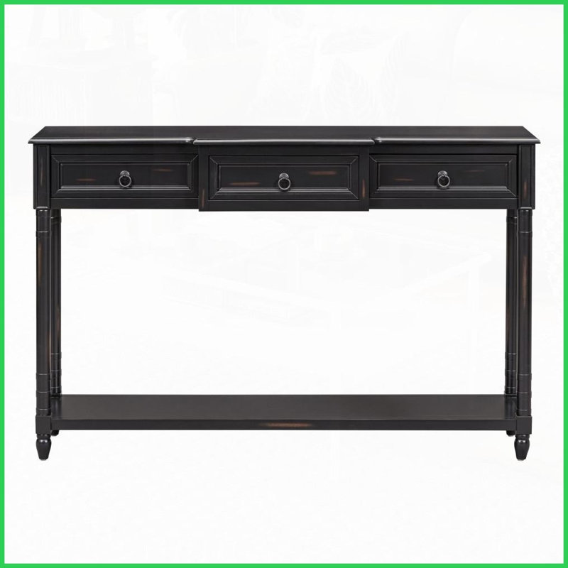 Table basse rustique chic à 3 tiroirs Tablette pour salon - peu encombrante Facile à assembler, Bois espresso