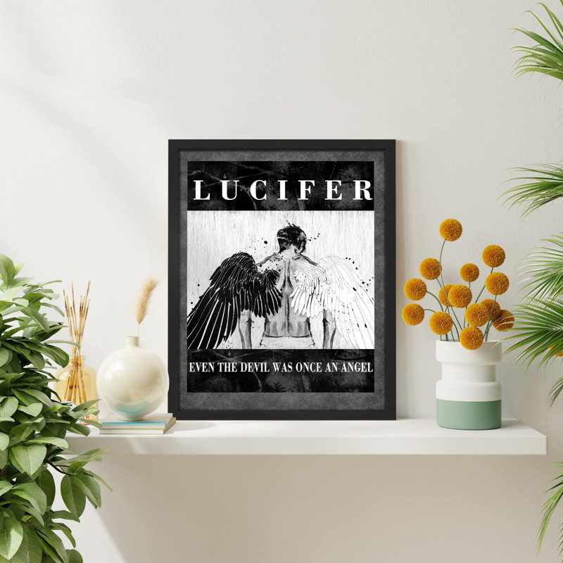 «Lucifer Even Devil Was Angel Once Dark Man» sur papier, Blanc, H 14 po x l 11 po