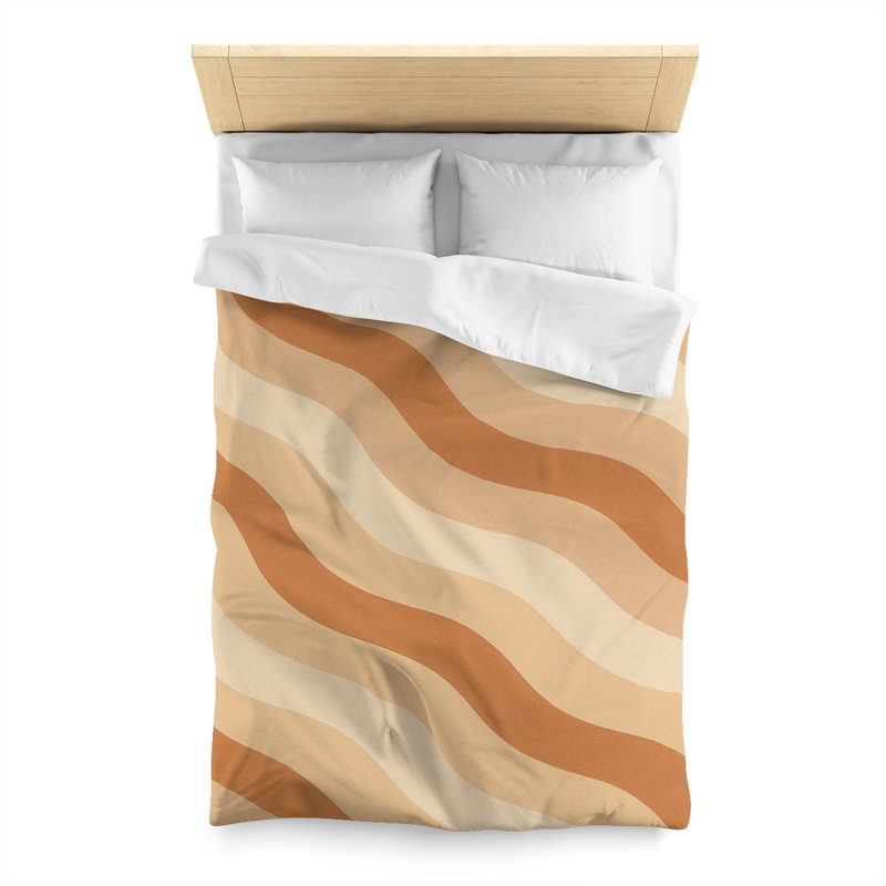 Microfiber Duvet Cover Boho Style, Design 27, Twin Duvet Cover, Orange/Natural/White