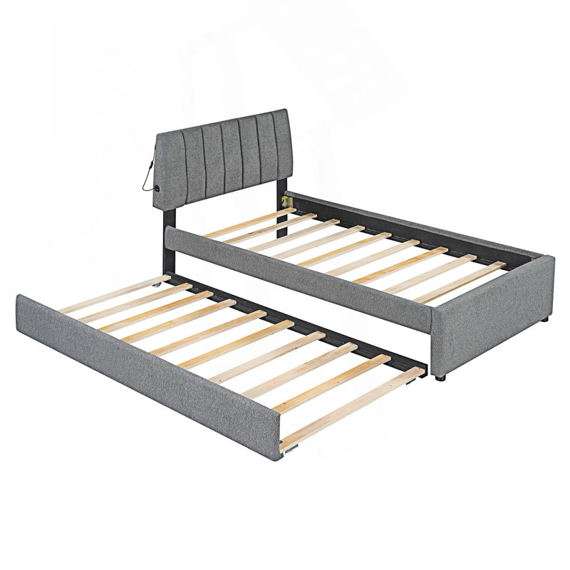 Lit plateforme tapissier moderne avec lit gigogne