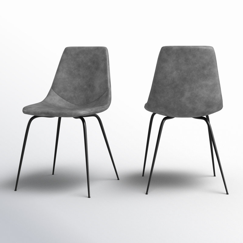 Chaise d'appoint rembourrée en similicuir Saairah, Similicuir fumée