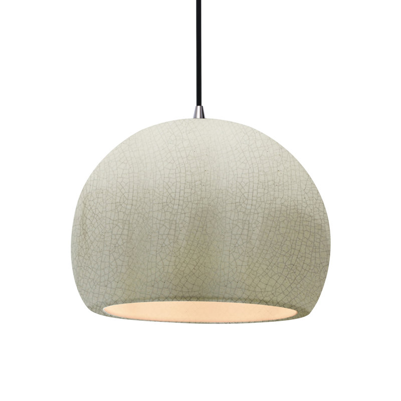 Luminaire suspendu à 1 lumière Aschwin, H 9,25 po x l 12,25 po x P 12,25 po, Blanc craquelé, Nickel brossé
