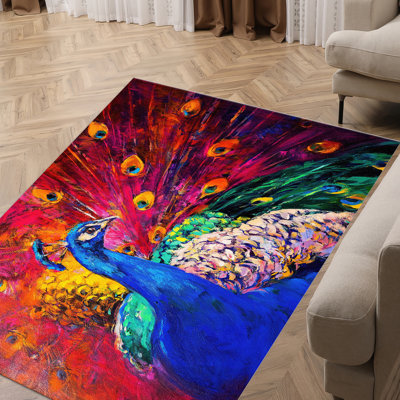 Abstract Floral Design Non-Woven Soft Print Rug Perfect for Adding a Stylish Touch to Your Living Room or Bedroom Decor