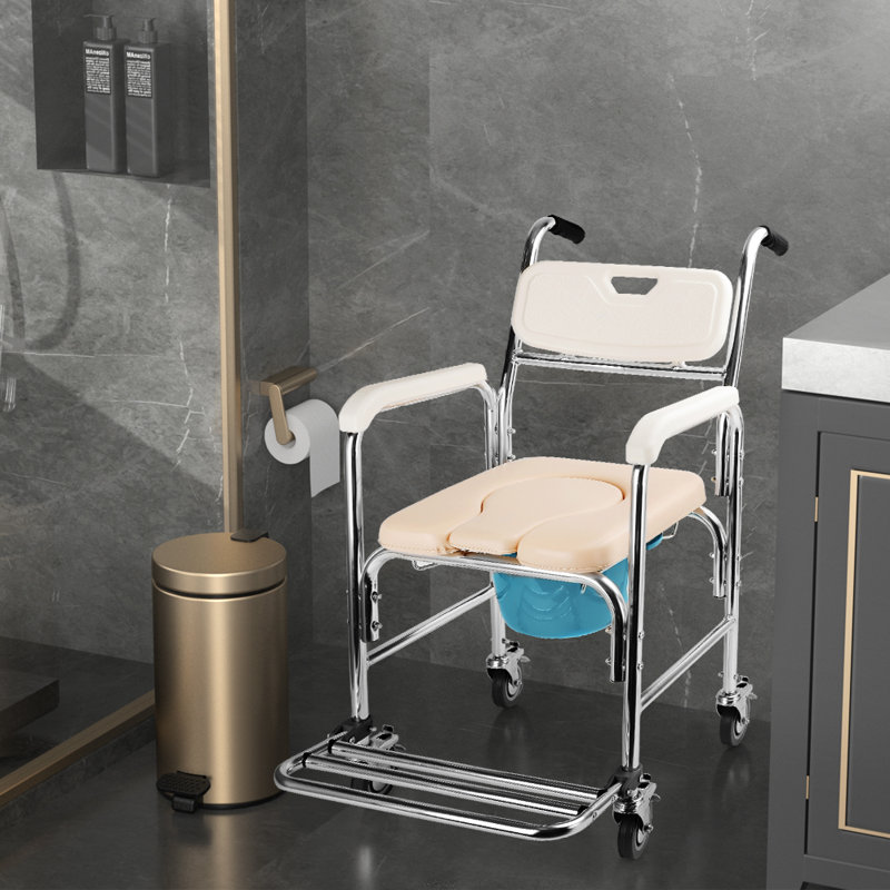 Multifunction Mobile Toilet Commode Shower Chair