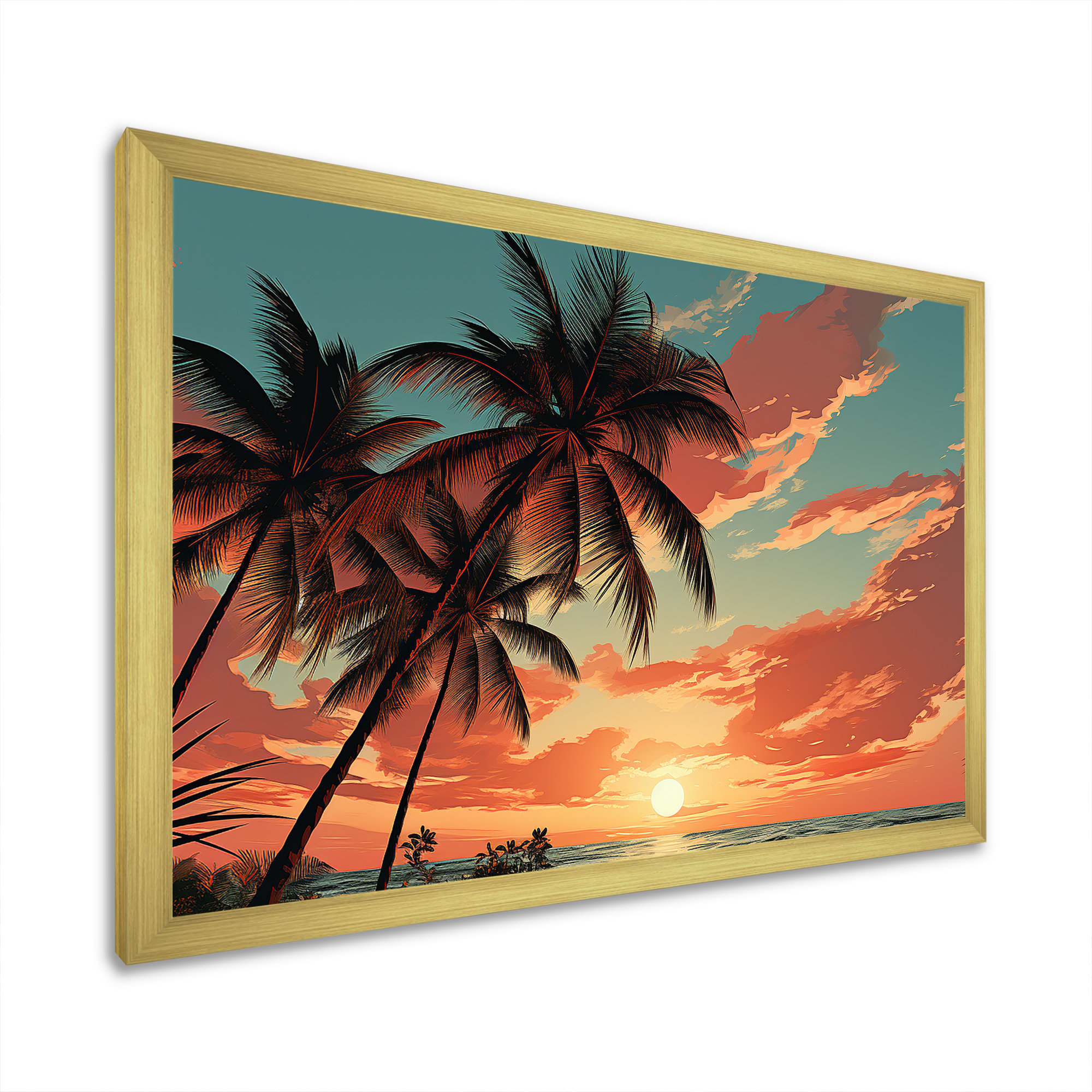 Design Art Palmier au coucher du soleil I sur toile - Wayfair Canada