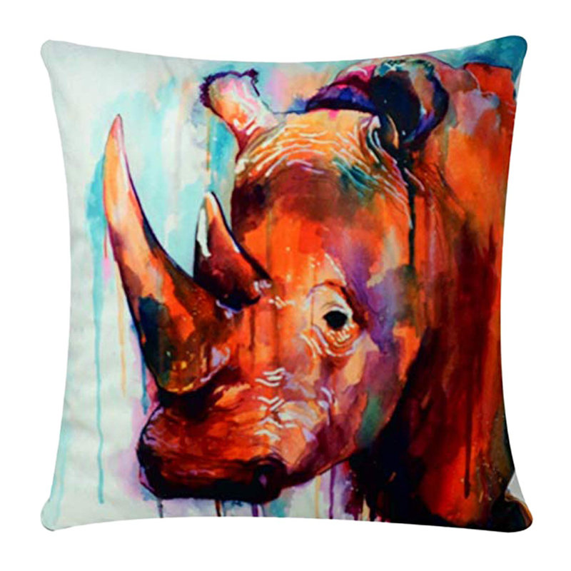 Jessika Rhino Square Throw Pillow Cover