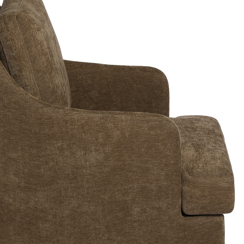 Chaise de salle à manger rembourrée pivotante en chenille avec dossier incurvé et accoudoirs, Café