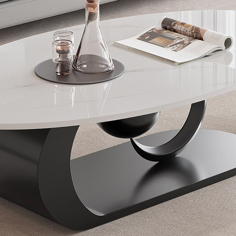 Ensemble de tables basses Modern, H 15,75 po x L 55,12 po x l 27,56 po, Blanc, Noir