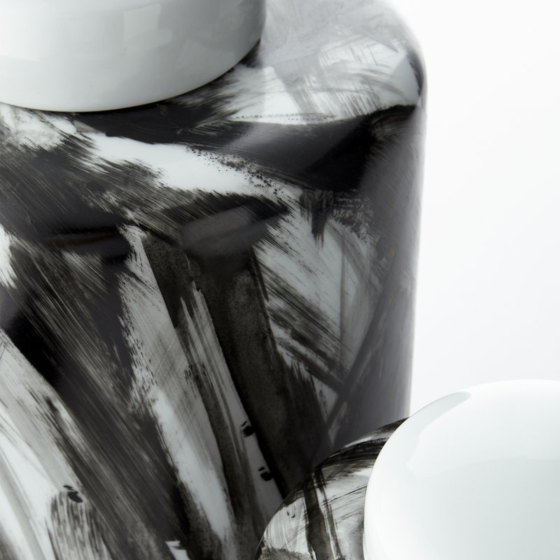 Pot en céramique noir / blanc 15,75 po Pollock