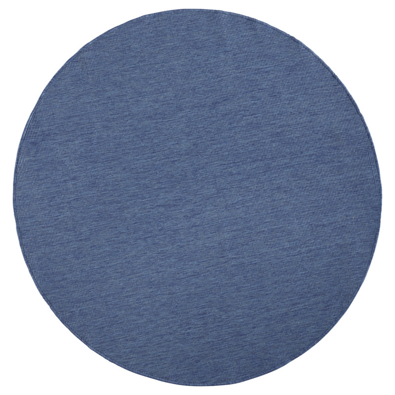 Miami Flatweave Blue Rug, Round 200cm