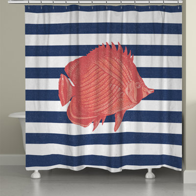 Rideau de douche simple à rayures de poisson