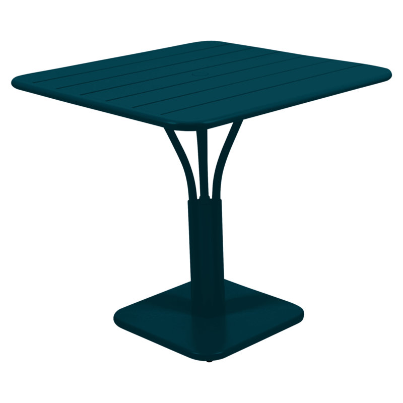 Table de salle à manger en aluminium Luxembourg, Bleu Acapulco, L 28 po x L 28 po x H 29 po