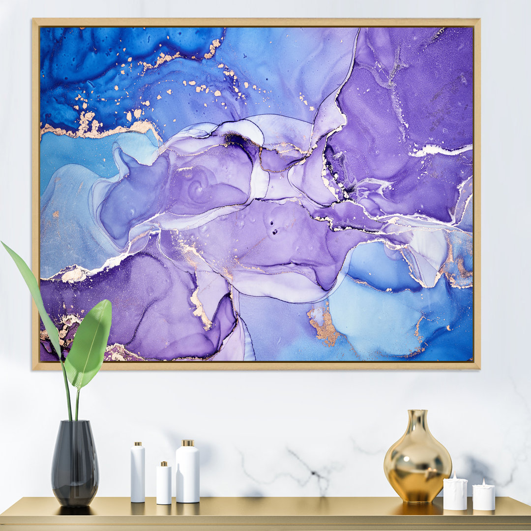 " Blue And Purple Abstract Marble I " East Urban Home