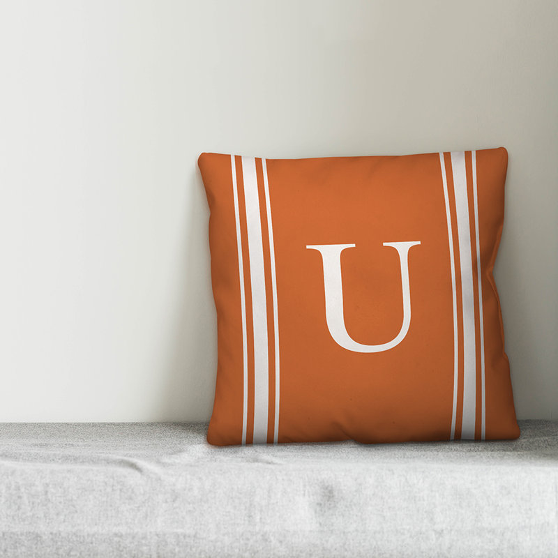 Striped Throw Pillow, U, Orange