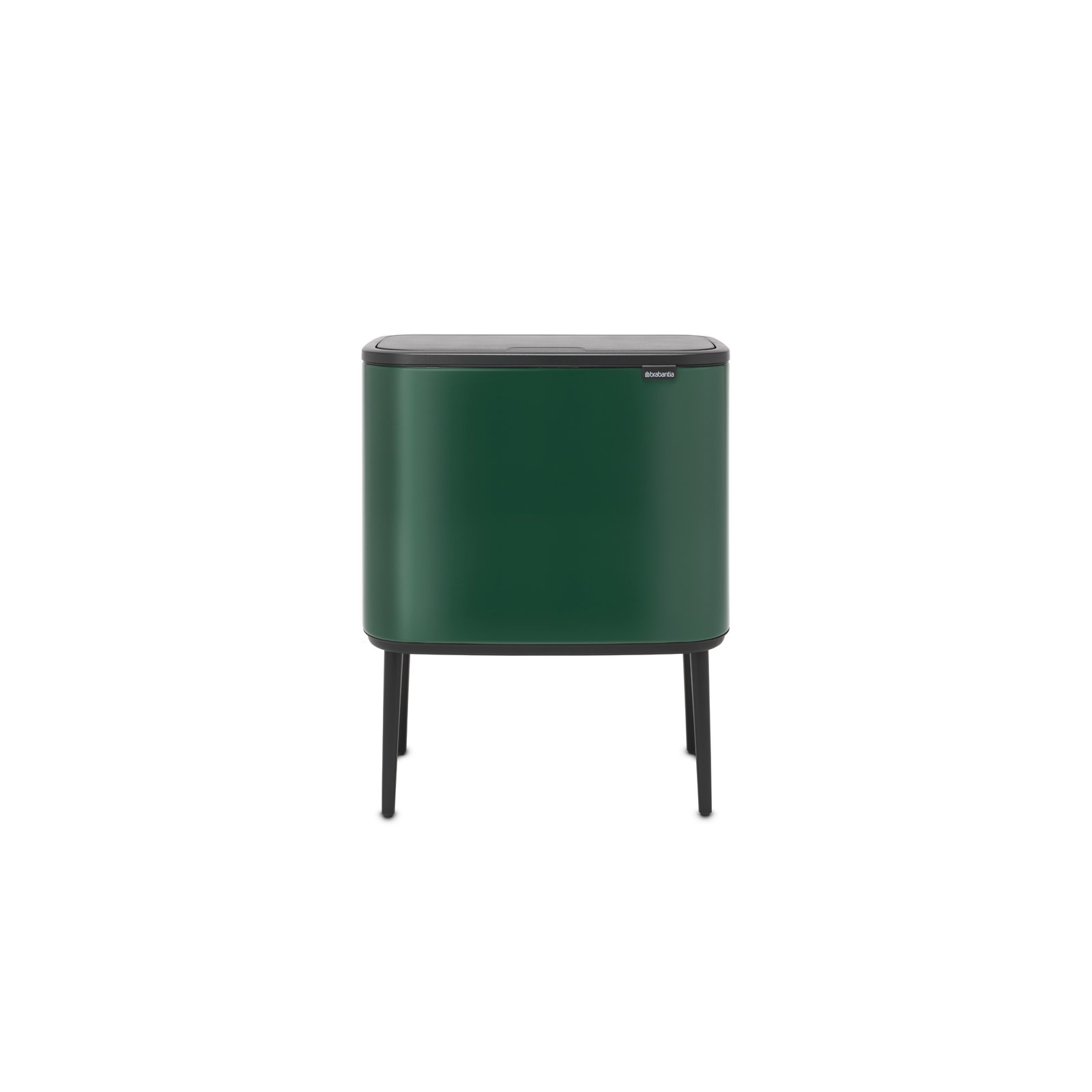 Brabantia Bo Touch Top Multi-Compartment Recycling Trash Can 3 x 3 Gallon (9 Gallon Capacity), Pine Green