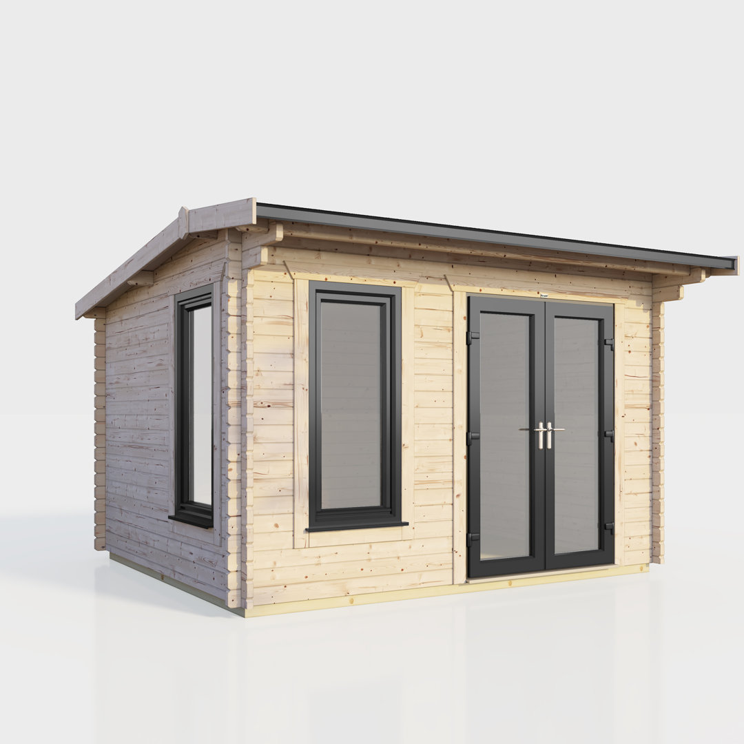 Powersheds 12 x 8ft Apex Log Cabin, Doors to the Right - 44mm