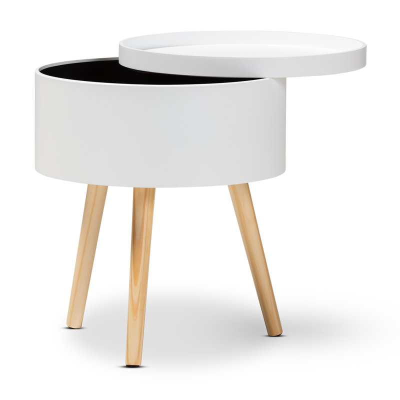 Solid + Manufactured Wood Bedside Table, White