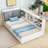 Wood Twin platform bed with Drawers,Shelves,and Headboard-121537574