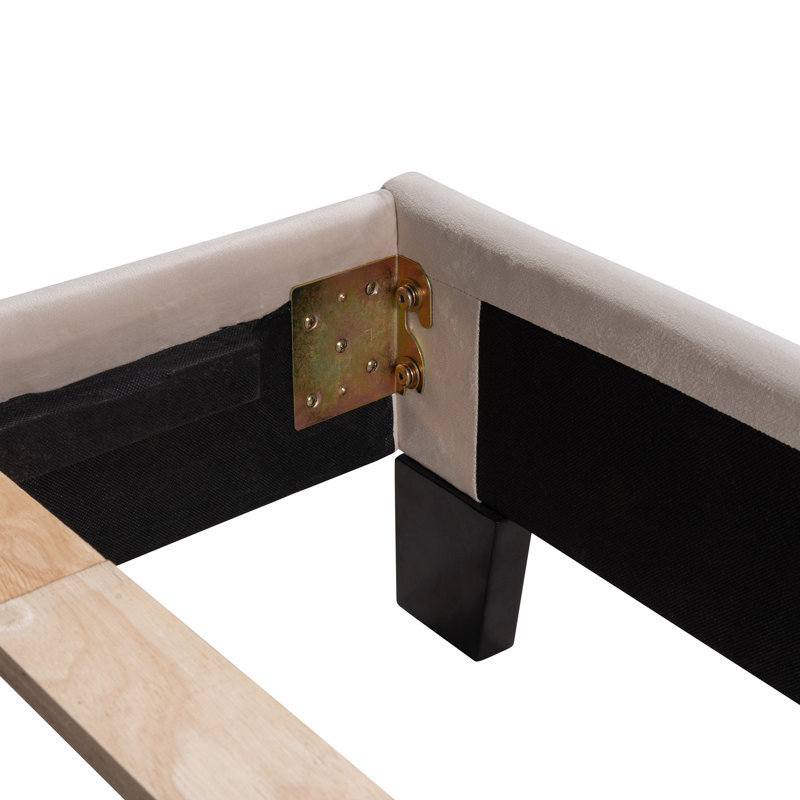 Lit plateforme en velours, Beige