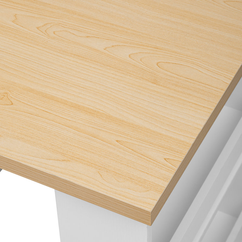 51.1" Wide Kitchen Island With Extendable Top, White