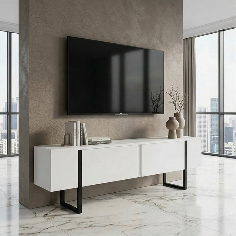 Buffet et meuble télé Elara, Blanc/Noir