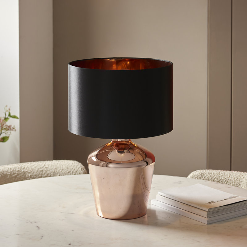 Trystan Glass Table Lamp, Copper/Black