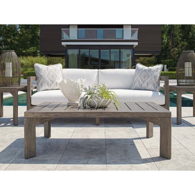 La Jolla Contemporary Teak Rectangular Cocktail Table in Taupe-Gray