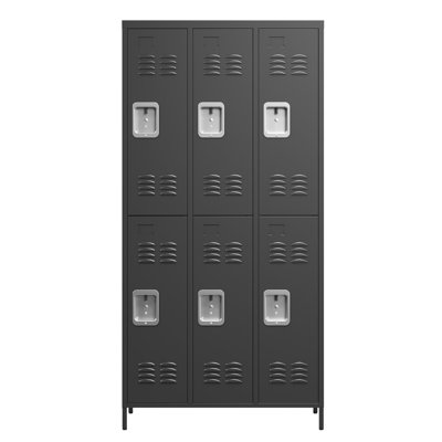 Casiers en métal avec serrure de 72 po h, 6 compartiments de porte pour différentes utilisations, à dommages, portes noires, solution de rangement à différents endroits, couleur