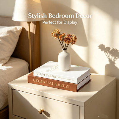 Hollow Decorative Dummy Faux Books Two Toned White Coffee Brown Matte Hardcover Display Ornaments