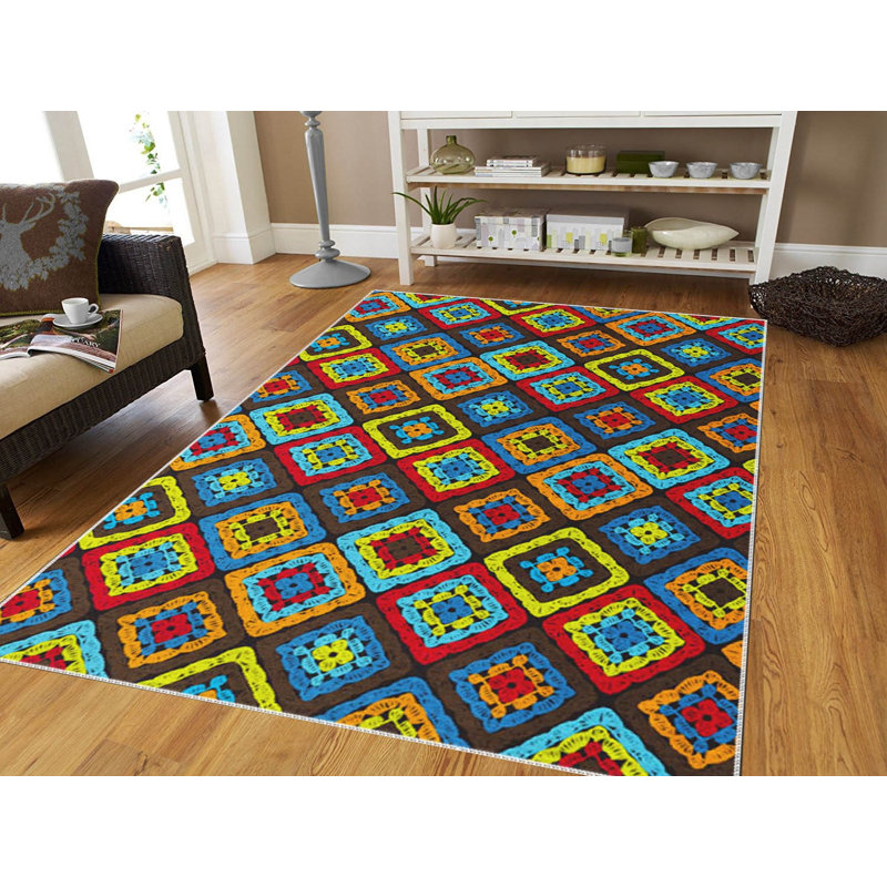 Luxurious Woven Carpet, 4.6 x 7.2 Feet | 100% Polyester, Non-Slip Felt Dot Underside, 0.4 in Pile Height | Machine Washable, Durable Raschel Knitting, Digital Printing | Perfect for Living Room & Bedroom Décor