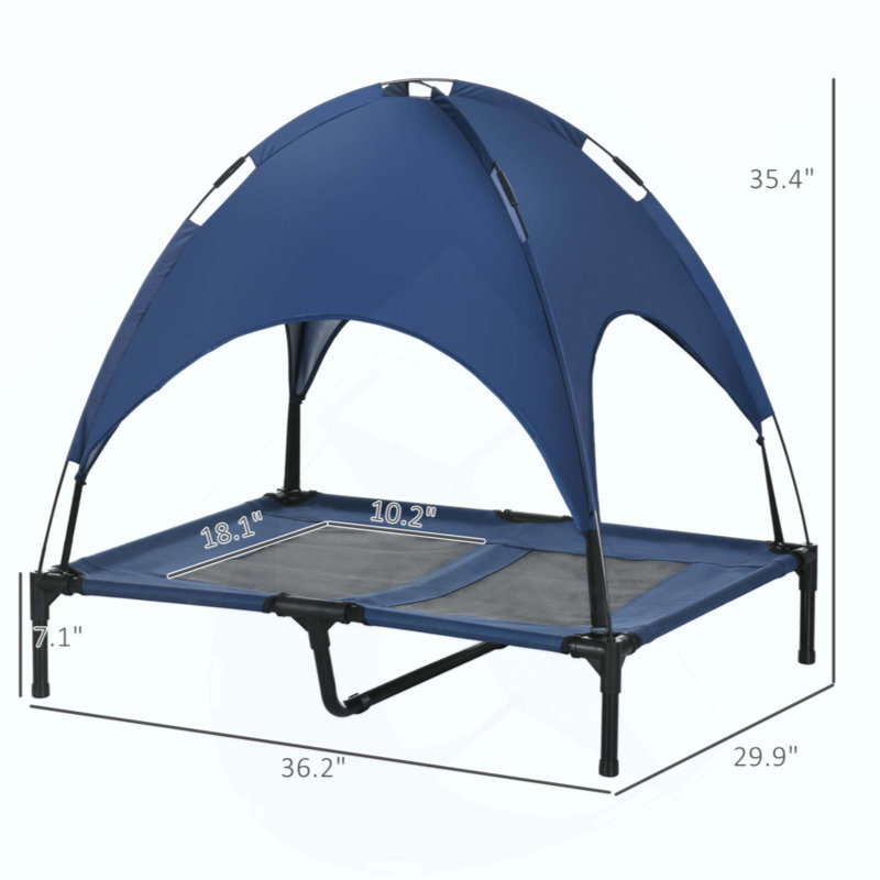 Lit pour animal de compagnie, lit pour chien portatif surélevé, Large (35.5" H x 36.3" W x 30" D), Bleu