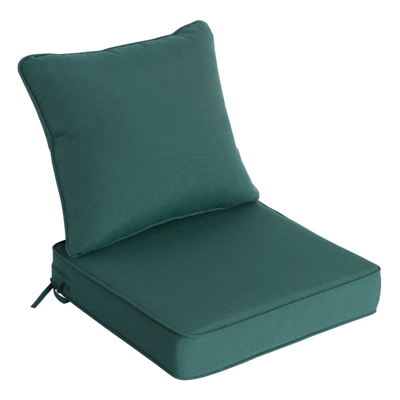 Coussin d'assise et de dossier profond d'extérieur 61 x 61 x 14 cm (24 x 24 x 5,5 po), ensemble de 1, résistant aux intempéries - Vert forêt