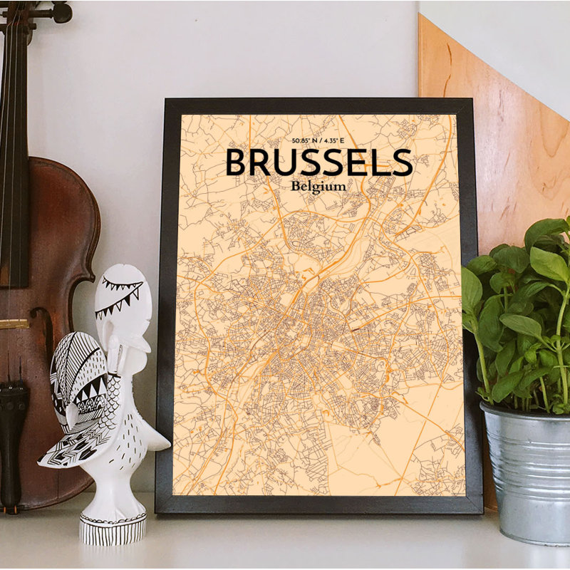 Brussels City Map - No Frame Print, 43.2cm H x 27.9cm W x 0.13cm D