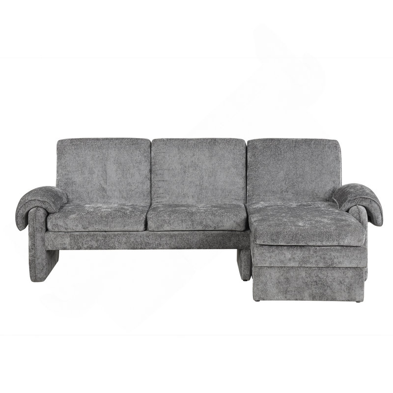 Canapé-lit futon réversible de 94,1 po avec dossier réglable Thalindra, Gris chenille