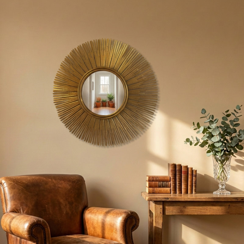 Bernini Sun Burst Wall Mirror, 24 Inches