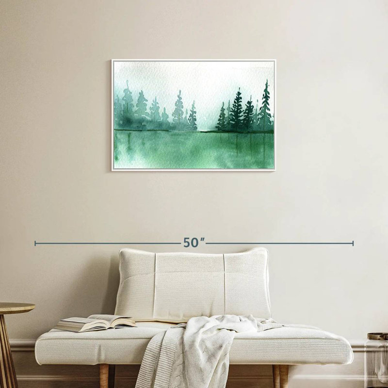 Silhouette de pin, Cadre flottant blanc, 31 po x 21 po