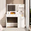 Coiffeuse fonctionnelle avec tablettes ouvertes et tiroirs pour la chambre à coucher