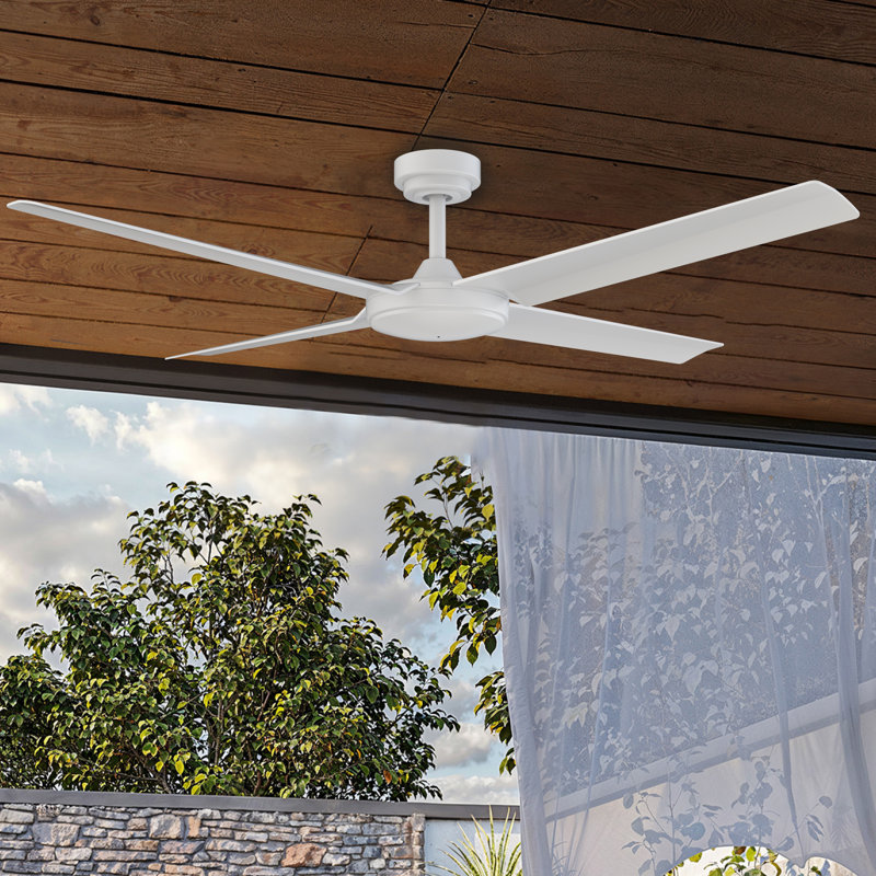 Burslem Outdoor Ceiling Fan 56'', Indoor Ceiling Fan Without Light, Modern Style with Remote, 6-Speed DC Motor and Quiet High Airflow - Matte White Finish