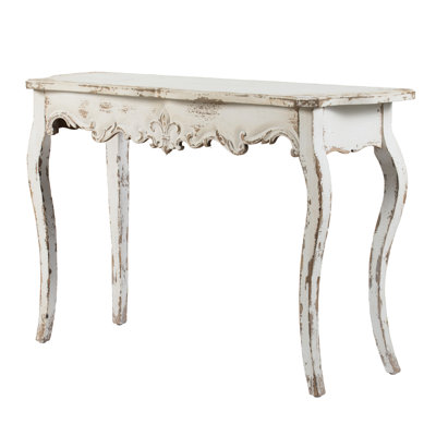 Console de 46,1 po x 16,5 po x 29,9 po Whitewash avec pieds élégants pour le salon, 50% bois de sapin, 18,9 lb, assemblage requis: 46 po x 16,5 po, 30 po