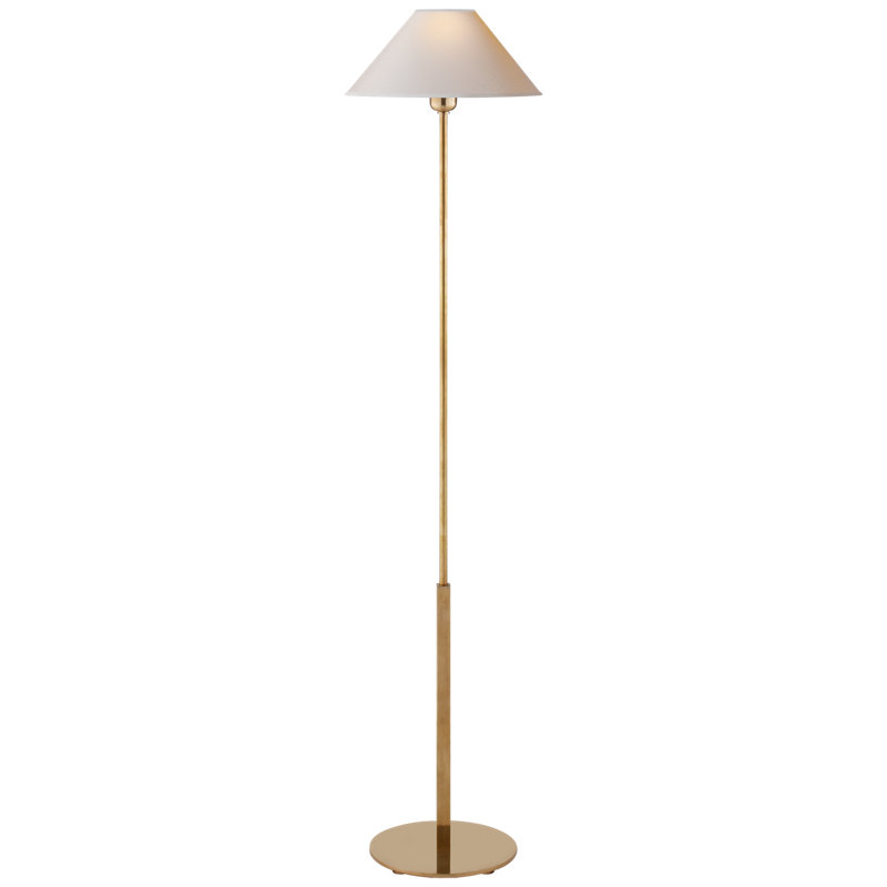 J. Randall Powers Hackney Floor Lamp, Hand-Rubbed Antique Brass, Fabric