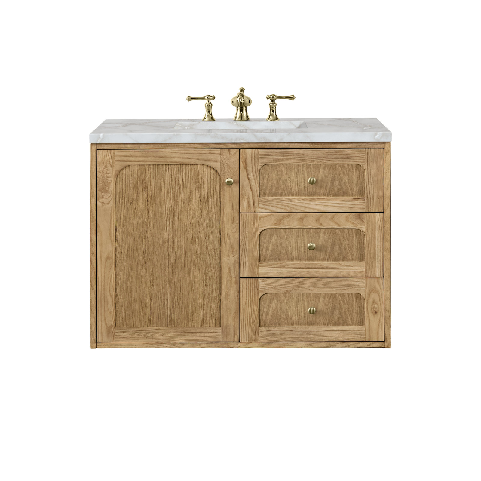 Laurent 36'' W Single Vanity, Victorian Silver, 8" Widespread, Light Natural Oak