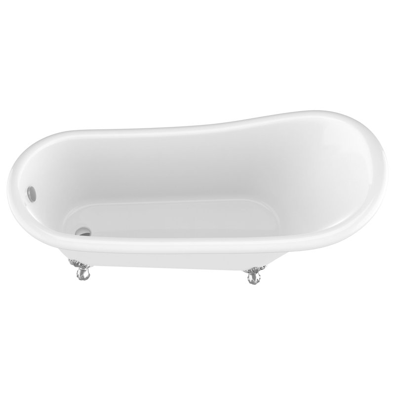 Diamante 67'' White Acrylic Clawfoot Slipper Bathtub