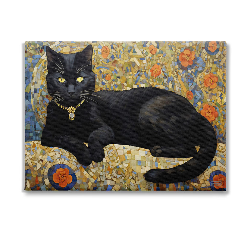 Art mural en mosaïque à motif de chat par RB, H 30 po x l 40 po