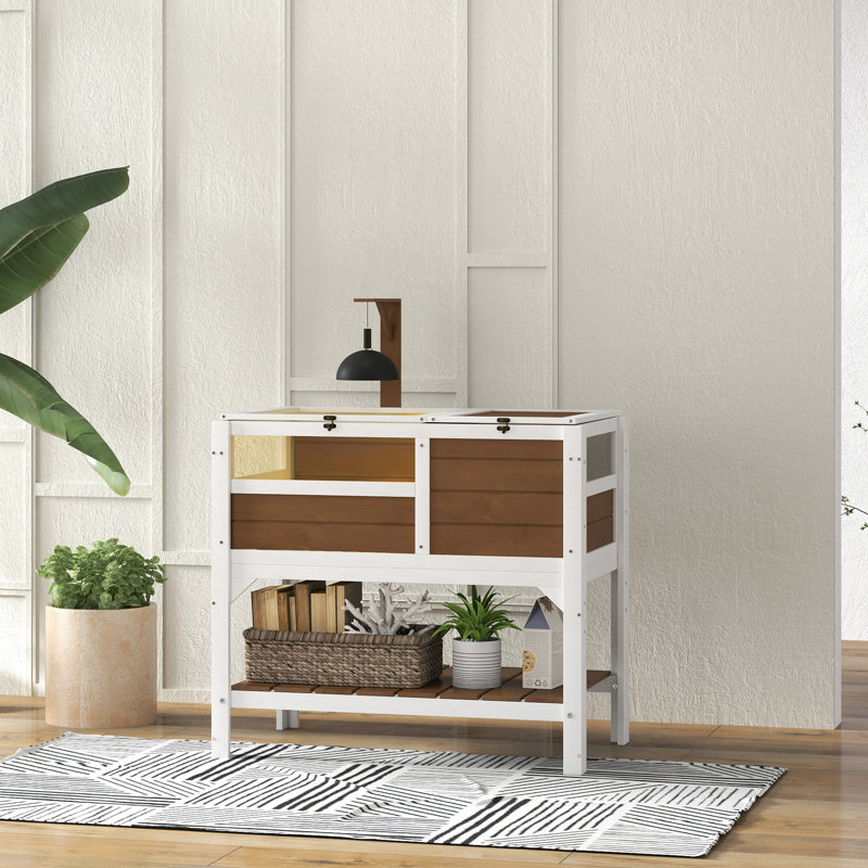 Weather Resistant Turtle Hutch, White/Brown