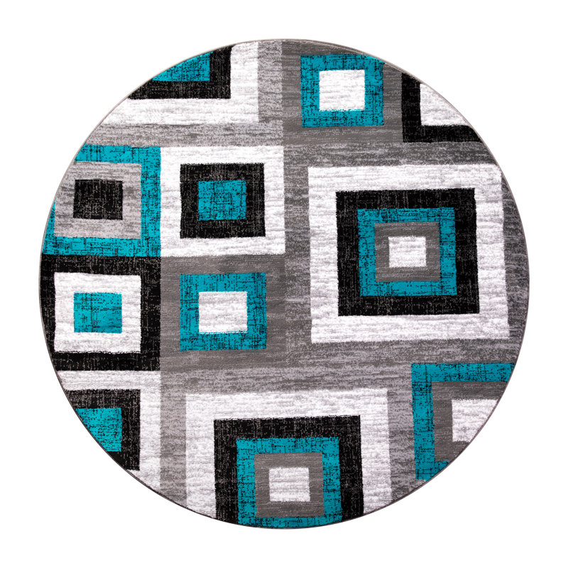 Gideon Collection Geometric Indoor Rug, Round 5'