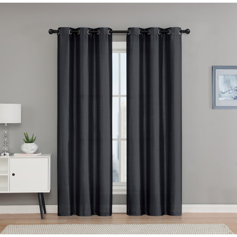 Middleburgh Outdoor Semi Sheer Curtain Pair, Charcoal, 38" W x 84" L