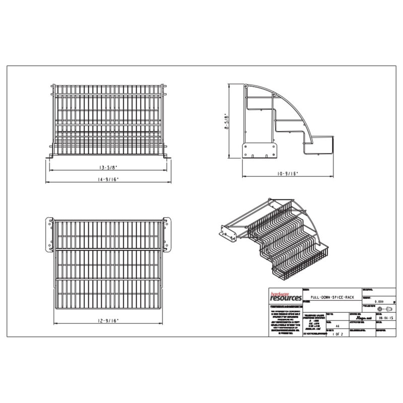Chrome-Finished Steel 3-Tier Pull Down Spice Rack for 15" Cabinets